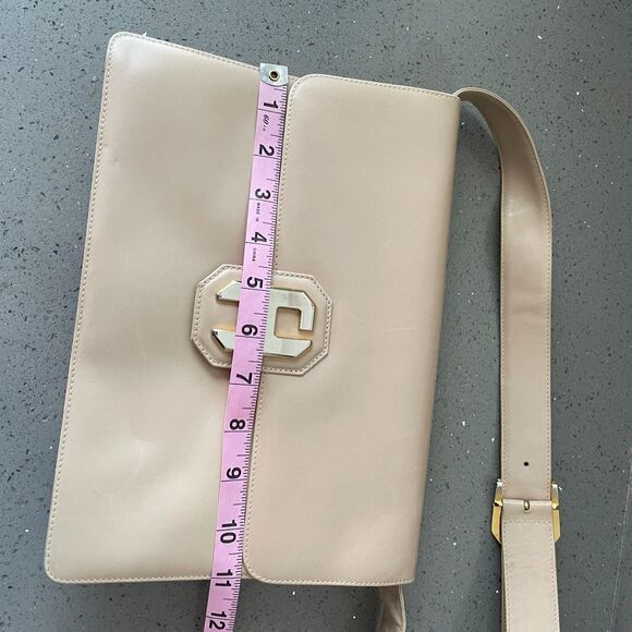 Fred Hayman Beverly Hills handbag convertible clutch beige leather Vintage - Picture 10 of 10